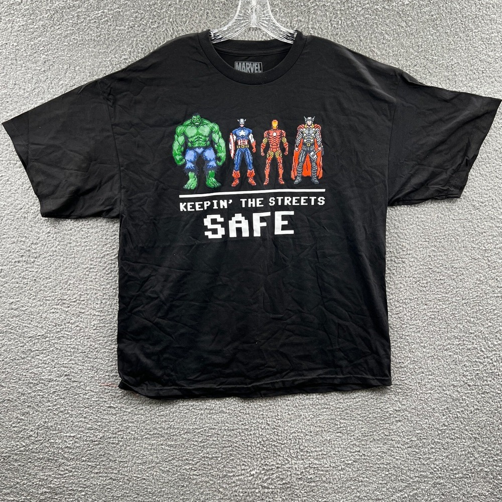 Marvel Men Graphic Superhero T Shirt 2X Streetwear Geek Gamer Hulk Iron Man Thor